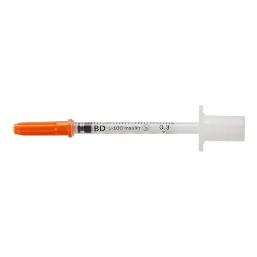 U-100 Insulin Syringes – 30G, 0.3 mL, 4mm Needle, (100/Box)